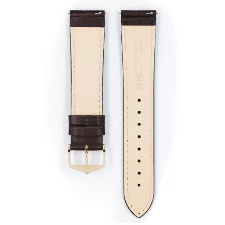 Hirsch Duke borjúbőr óraszíj, sötétbarna, 20/18L