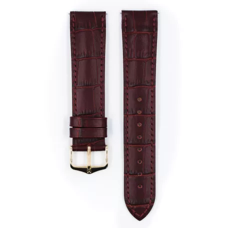 Hirsch Duke borjúbőr óraszíj, burgundi, 16/14M