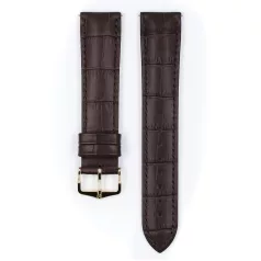 Hirsch Duke borjúbőr óraszíj, sötétbarna, 18/16XL
