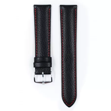 Hirsch Kansas borjúbőr óraszíj, fekete/piros, 16/14