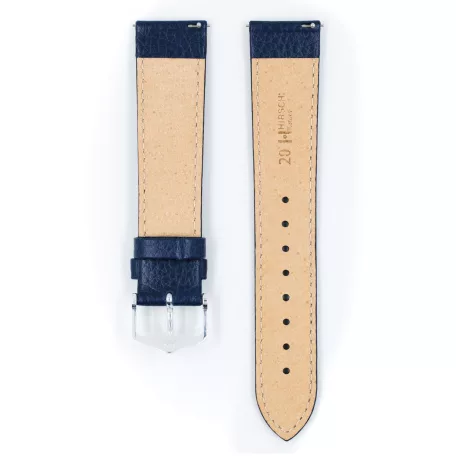 Hirsch Kansas borjúbőr óraszíj, kék/fehér, 20/18