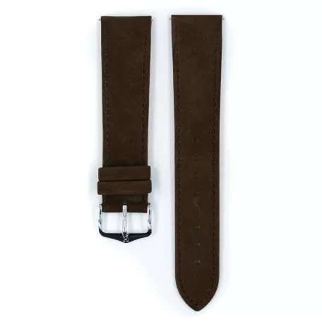 Hirsch Osiris Nubuck borjúbőr óraszíj, sötétbarna, 22/20