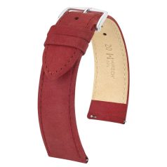 Hirsch Osiris Nubuck borjúbőr óraszíj, burgundi, 18/16M
