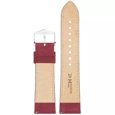 Hirsch Osiris Nubuck borjúbőr óraszíj, burgundi, 18/16M