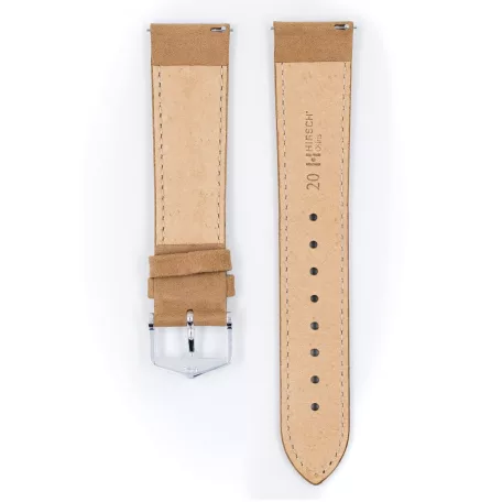 Hirsch Osiris Nubuck borjúbőr óraszíj, beige, 16/14