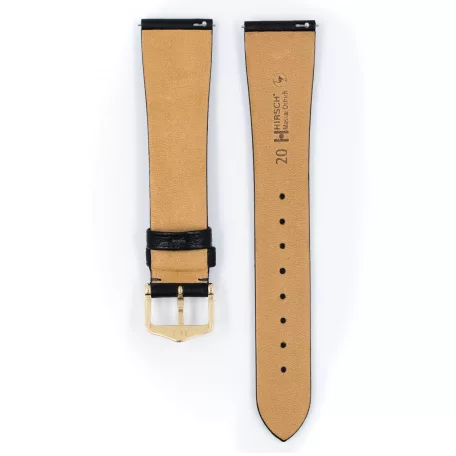 Hirsch Massai struccbőr óraszíj, fekete, 18/16