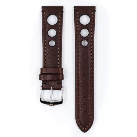 Hirsch Rally bivalybőr óraszíj, sötétbarna, 18/16L
