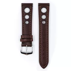 Hirsch Rally bivalybőr óraszíj, sötétbarna, 20/18L