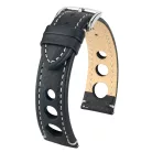Hirsch Rally bivalybőr óraszíj, fekete/fehér, 22/20