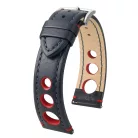 Hirsch Rally bivalybőr óraszíj, fekete/piros, 20/18L