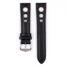 Hirsch Rally bivalybőr óraszíj, fekete/piros, 20/18L