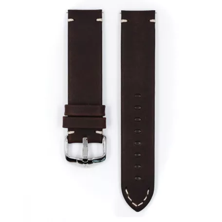 Hirsch Ranger borjúbőr óraszíj, sötétbarna, 18/18L