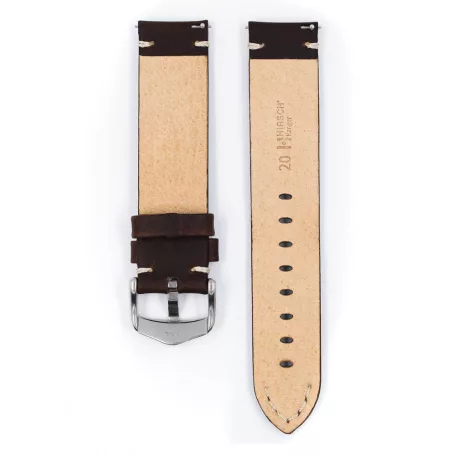 Hirsch Ranger borjúbőr óraszíj, sötétbarna, 18/18L
