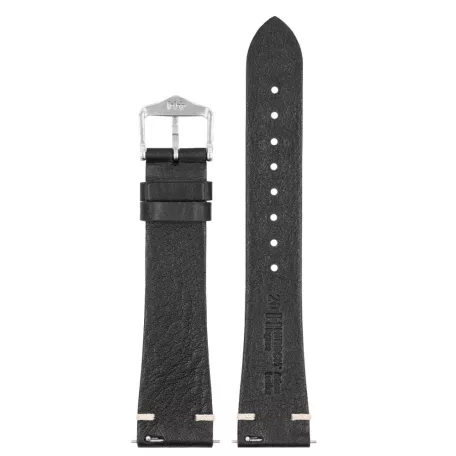 Hirsch Bagnore borjúbőr óraszíj, fekete, 20/16L