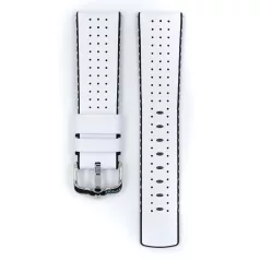 Hirsch Tiger óraszíj, borjúbőr/kaucsuk fehér 20/18L