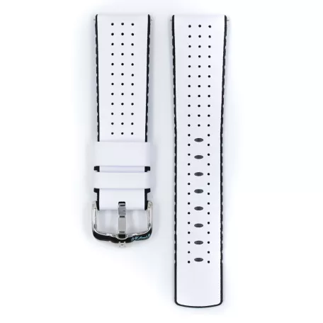 Hirsch Tiger óraszíj, borjúbőr/kaucsuk fehér 20/18L