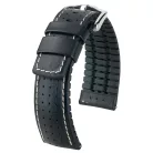 Hirsch Tiger óraszíj, borjúbőr/kaucsuk fekete 22/20L