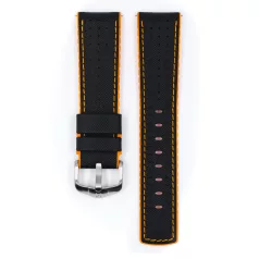   Hirsch Robby borjúbőr/kaucsuk óraszíj, fekete/narancs, 24/22L