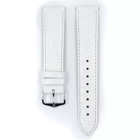 Hirsch Crocograin borjúbőr óraszíj, fehér, 18/16M