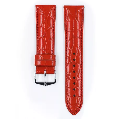 Hirsch Crocograin borjúbőr óraszíj, piros, 16/14M