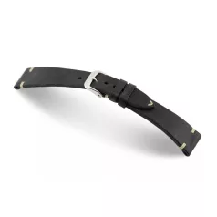 RIOS Bedford bőr óraszíj, fekete, 20/16mm