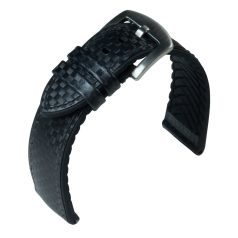 EULIT Eutec Carbon bőr óraszíj, fekete/fekete 20mm