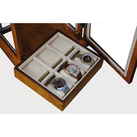 18 ÓRÁNAK BARNA SZÍNŰ ÓRATARTÓ VITRIN