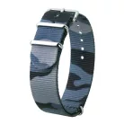 Hirsch Rush NATO óraszíj, fekete/kék/szürke, camouflage, 22 mm
