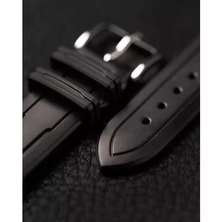Hirsch Hevea kaucsuk óraszíj, fekete, 18/16L