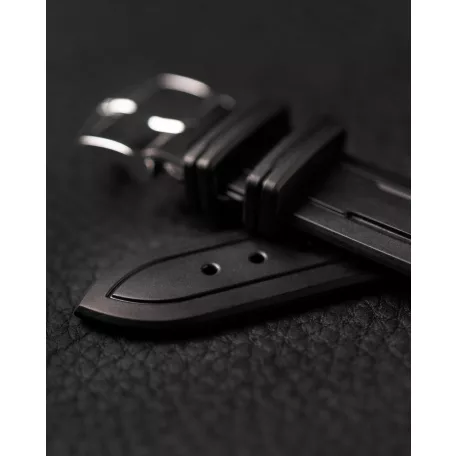 Hirsch Hevea kaucsuk óraszíj, fekete, 20/18L