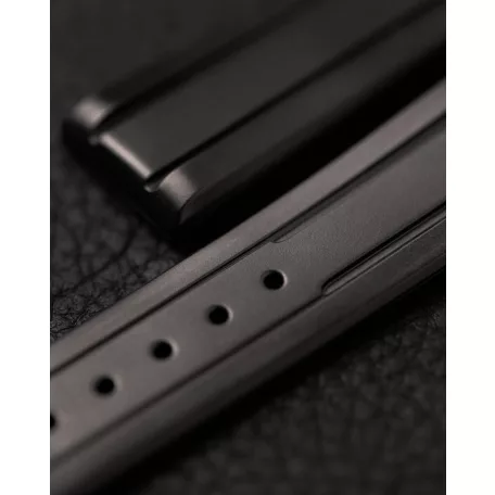 Hirsch Hevea kaucsuk óraszíj, fekete, 20/18L