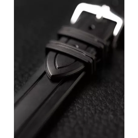 Hirsch Hevea kaucsuk óraszíj, fekete, 22/20L