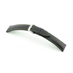 RIOS Smart bőr óraszíj, fekete/zöld, 20/18mm