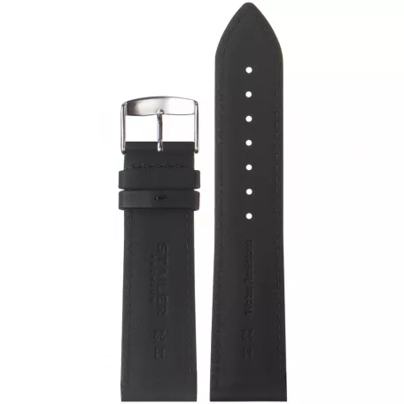 STAILER Premium Water Resistant bőr óraszíj, fekete 22/20 L