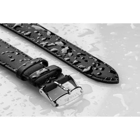 STAILER Premium Water Resistant bőr óraszíj, fekete 22/20 L