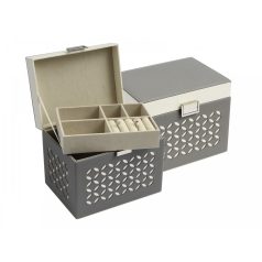   Szürke/fehér színű ékszertartó doboz kivehető tálcával