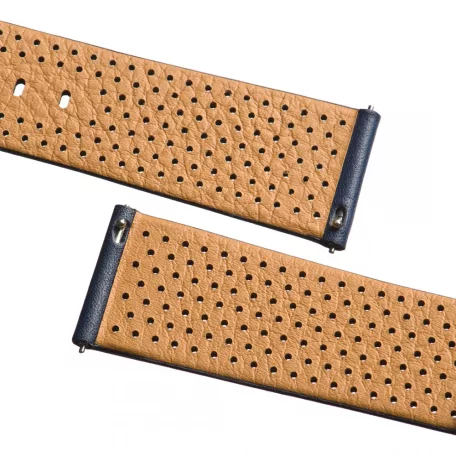 STAILER Premium Flex Perfo bőr óraszíj, kék 22/20 L