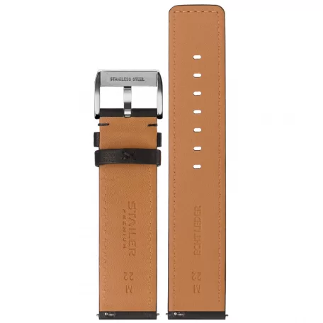 STAILER Premium Bold bőr óraszíj, fekete 24/24 L