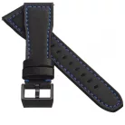 STAILER Premium Aviator bőr óraszíj, fekete/kék 21/18 L