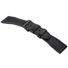 STAILER Premium Aviator bőr óraszíj, fekete/kék 22/20 L
