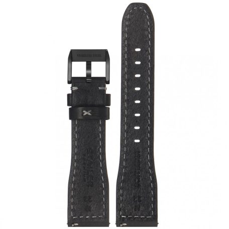 STAILER Premium Aviator bőr óraszíj, fekete/szürke 20/18 L