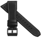 STAILER Premium Aviator bőr óraszíj, fekete/szürke 21/18 L
