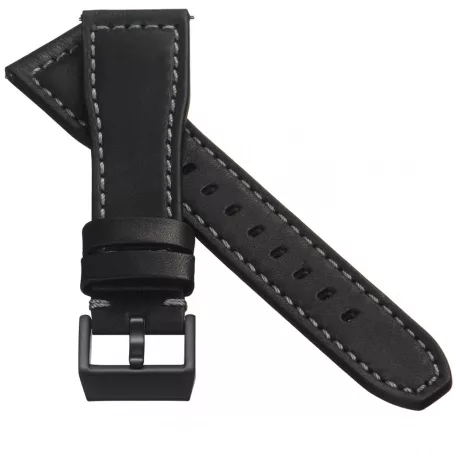 STAILER Premium Aviator bőr óraszíj, fekete/szürke 21/18 L