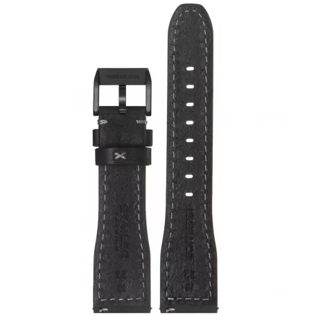 STAILER Premium Aviator bőr óraszíj, fekete/szürke 21/18 L