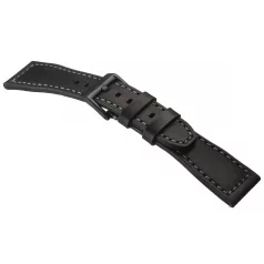   STAILER Premium Aviator bőr óraszíj, fekete/szürke 22/20 L
