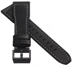   STAILER Premium Aviator bőr óraszíj, fekete/szürke 22/20 L