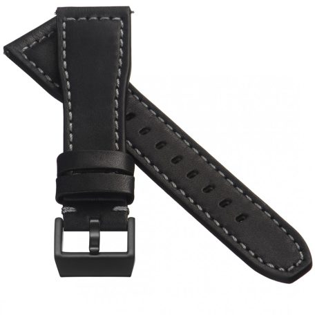 STAILER Premium Aviator bőr óraszíj, fekete/szürke 22/20 L