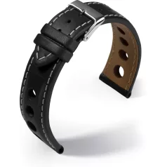 Barington Racing bőr óraszíj, fekete 20mm