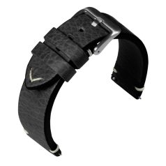 Eulit Retro bőr óraszíj, fekete 22mm
