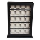 FEKETE FA ÓRATARTÓ VITRIN 20 ÓRÁNAK